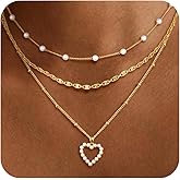 MFRYK Gold Necklaces for Women,14K Gold/Silver Plated Choker Layered Necklace Dainty Pearl Disc Cross Circle Heart Pendant Chain Stackable Necklaces, Multilayer Jewelry Set Gifts for Women