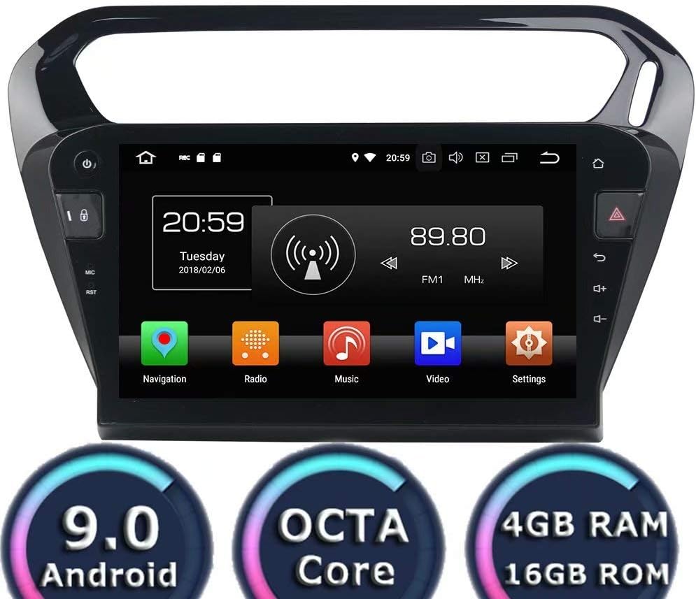 ROADYAKO 10.1Inch Head Radio for Peugeot 301 2013 2014 2015 2016 Android 9.0 Car Radio Stereo with GPS Navigation 3G WiFi Mirror Link RDS FM AM Bluetooth AUX Multimedia Audio Video