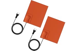 GRIBOUILLAGE 2PCS Oil Pan Heater, Car Engine Block Heater with Thermal Protector 120V 150W Self-Adhesive 4 x 5’’ Car Truck Silicone Heating Pad with 68" Long Power Cord