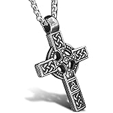 bahamut Celtic Knot Triquetra Cross Pendant Necklace for Men Woman,Vintage Norse Viking irish Trinity Protection Amulet Jewelry Gifts