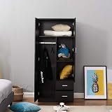Panana Wooden Wardrobe 2 Door 2 Drawer with Shelf Hanging Rail Modern 180cm view 5