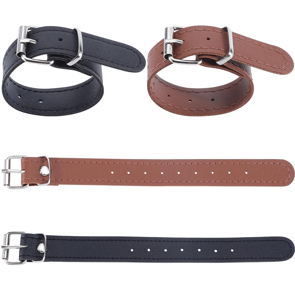 GORGECRAFT 2 Pairs 2 Colors Bike Basket Front Straps Black Brown Pu Detachable Bicycles Leash Bikes Handlebar Storage Basket Cargo Handle Rack Strap for Bike Beach Cruiser Bicycle Accessories Adult