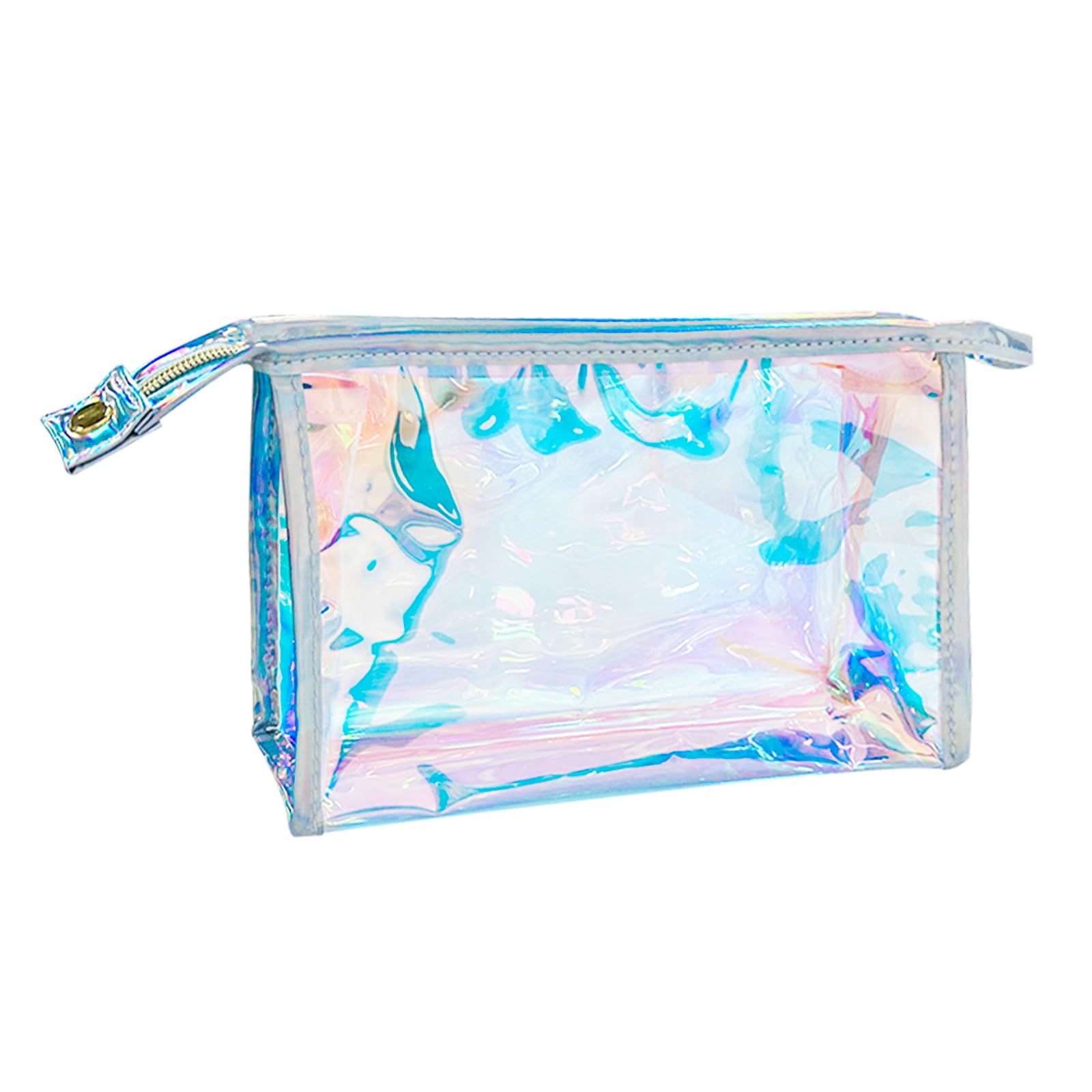 Photo 1 of TotePrint Holographic Transparent Laser Cosmetic Bag TSA Approved Travel Essentials Purse Organizer Bag Iridescent Waterproof PVC Makeup Bag for Women (Rainbow color)