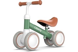 Liberry Baby Balance Bike for 1 Year Old Boys, 4 Wheels Toddler Balance Bike with Adjustable Seat, 12-24 Months Infant's First Birthday Gift (Green)