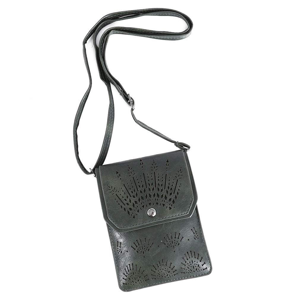 TENXITER Women Hollow Texture Small Crossbody Bags Cell Phone Purse Wallet for Girl (Green)