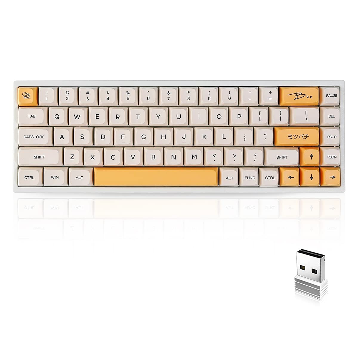 BOYI WK68 Hot Swappable RGB Mechanical Keyboard,Wireless Bluetooth 5.0/2.4G/Wired Type-C Tri-Mode PBT Sublimation Keycaps 65% Gaming Keyboard(Gateron Brown Switch, Honey Milk XDA Keycaps)
