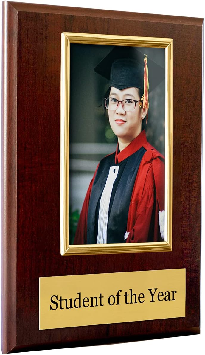Pre-Designed Student of The Week, Month or Year Award Plaque - 8 x 10" Photo Plaque Holds a 6 x 4" Portrait Photo (Year) : Office Products
