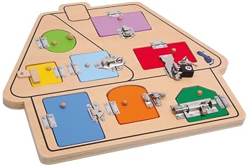 Small Foot Serrure Compacte En Bois - Jeu Éducatif Avec Loquets Et Cadenas Pour Enfants (Version Allemande)