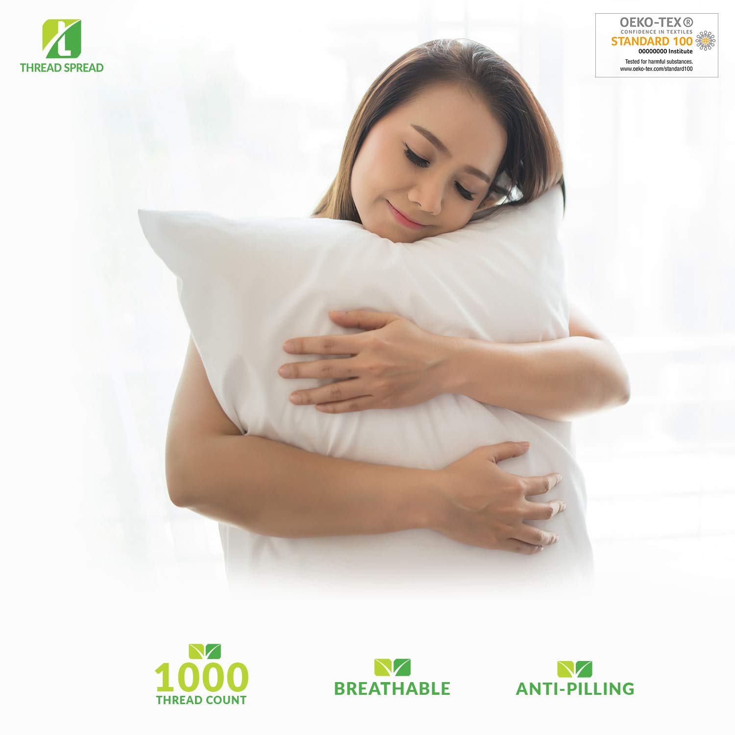 Thread Spread Luxury 100% Egyptian Cotton 1000 Thread Count 4 Piece Sheet Set Deep Pocket Up to 18
