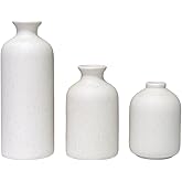 Veklray Small Ceramic Vase Set of 3, Boho Home Decor Vases for Dried Flowers,Farmhouse,Shelf,Bathroom,Centerpiece for Entryway Table Decoration Gifts