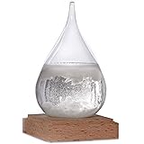 Ezonedeal Transparent Waterdrop Storm Glass with Pure Wooden Base, Weather Predictor, Creative Choice, Most Unique Decoration