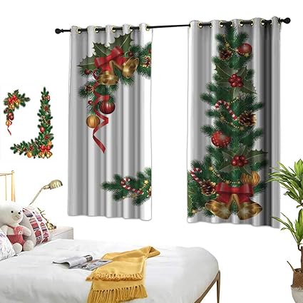 Amazon Com Lace Curtains Christmas Noel Ornaments Themed Fir Tree