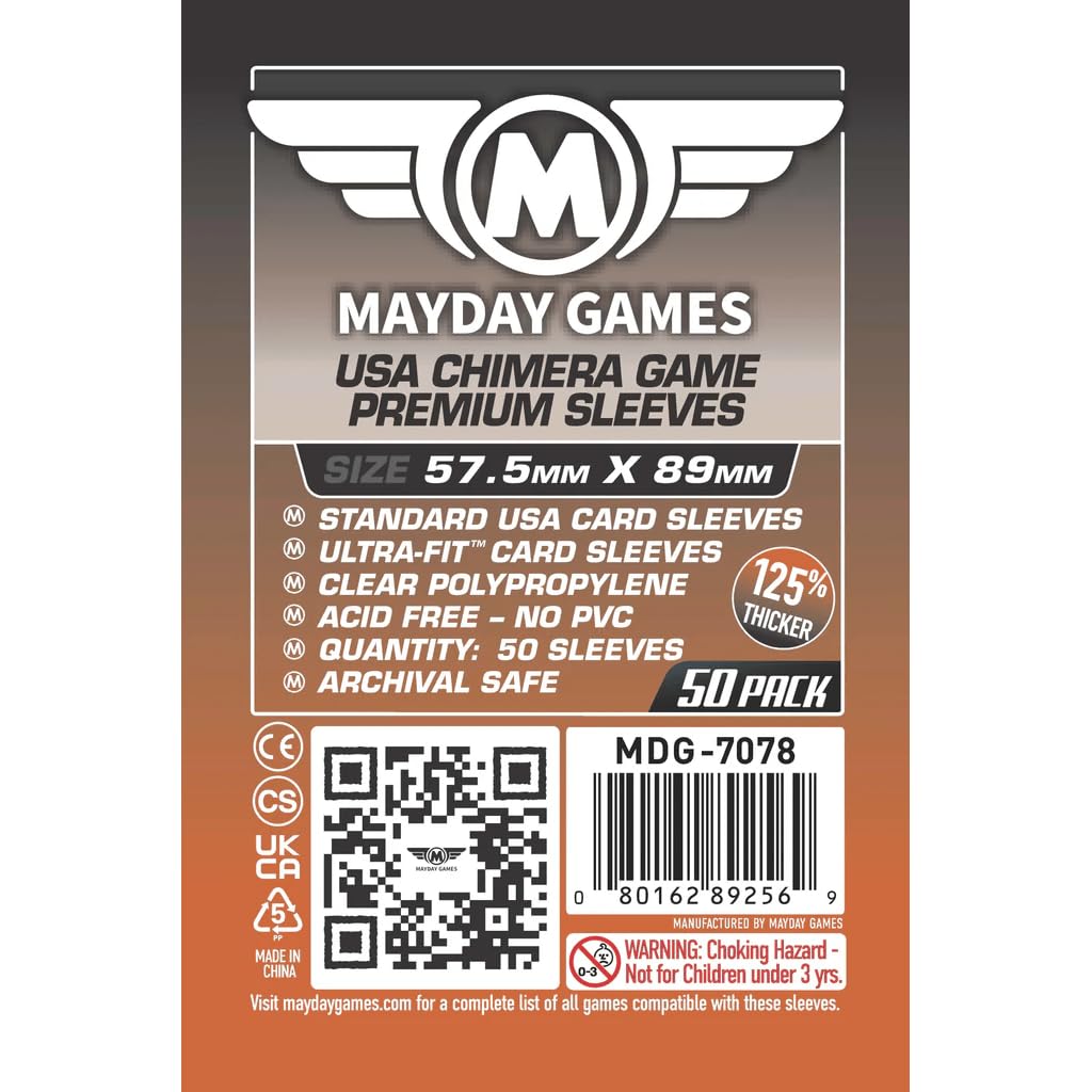 Mayday Games 57.5 x 89 mm SLEEVES Chimera USA Premium Card Game (Pack of 50)