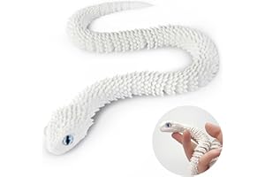 TITIC 3D Printed Snake Animals Toys, Articulated Flexible 3D Printed Viper Fidget Toy, Realistic Slithering Design, Home Office Executive Desk Decor (White, 18 in)