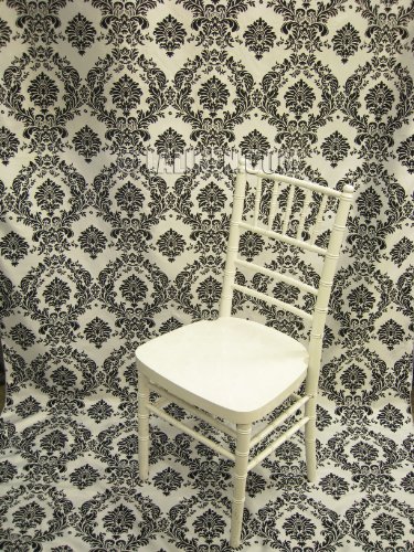 LA Linen Photography Background Damask Cloth Backdrop Black and White Mod 58-Inch Wide By 108-Inch High, Made In USA.