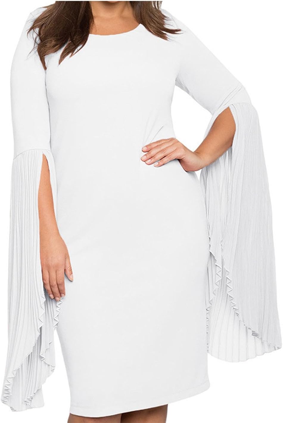 plus size white pencil dress