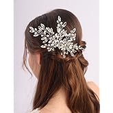 Teyglen Bridal Rhinestone Wedding Hair Comb Silver Crystal Pearl Side Comb Bridal Hair Piece Wedding Hair Accessories for Women Girls