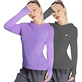 FULAIDE Women's UPF 50+ UV Sun Protection Hoodie, Long Sleeve Outdoor Athletic Shirt with Thumb Holes, 1/2 Pack