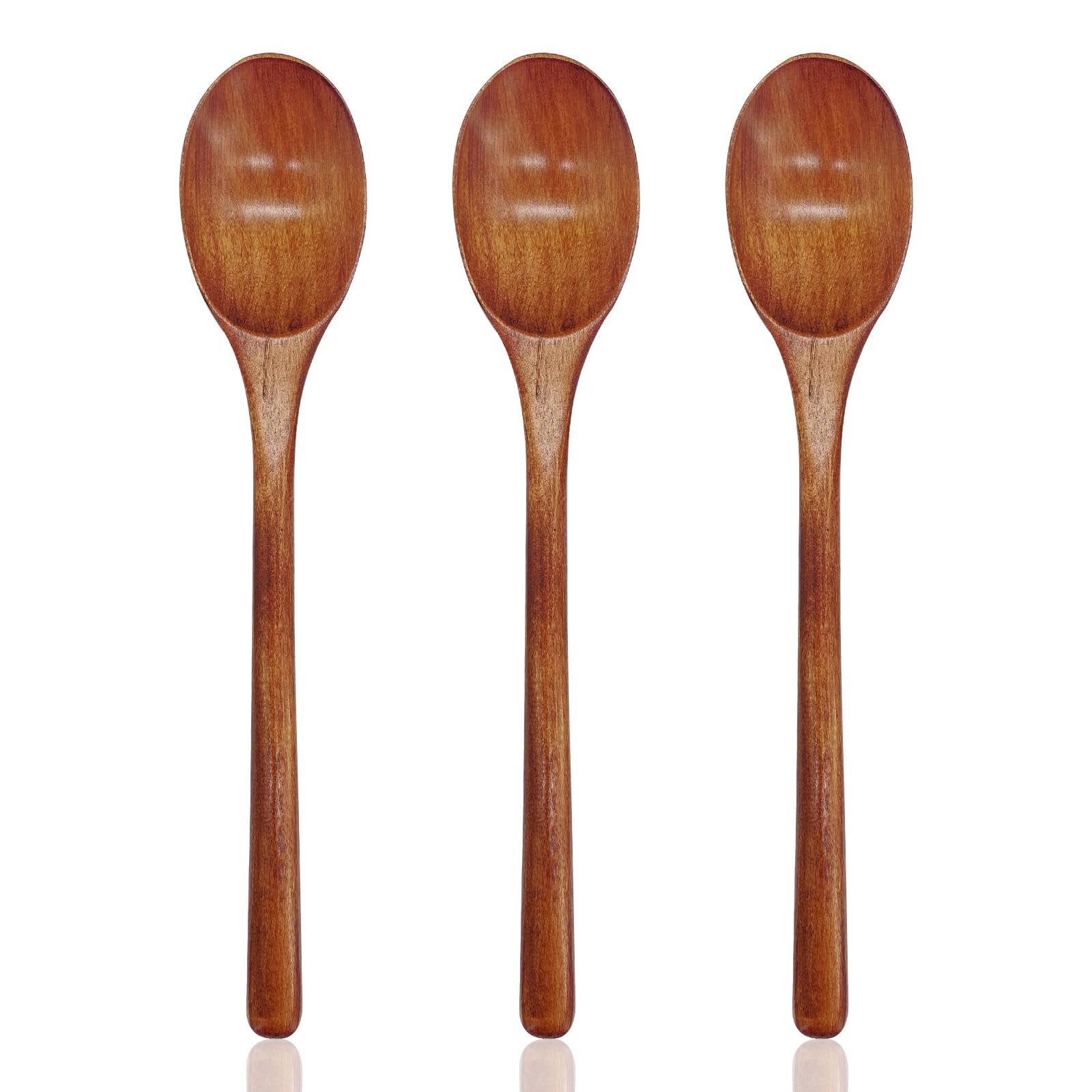 Long Handle Wooden Spoons, 9.25'' Wooden Mixing Spoons Soup Spoon Wood Table Spoons Small Cooking Wooden Spoon for Baking, Stirring (3pcs)