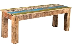 YINAT Timbergirl Suman Rustic Multicolor Bench-60" Solid Wood Bench, Brown