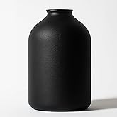 Large Black Ceramic Vase – Modern Matte Flower Vase for Table, Shelf, Mantel, Bathroom, Coffee Table, Centerpieces – Wabi Sabi Home Decor, Minimalist Decorative Accent for Living Room, Office, Dining