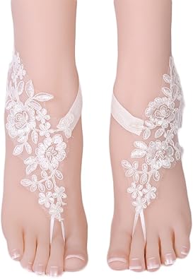 lace barefoot sandals wedding