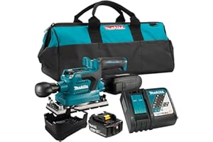 Makita DBO380RT 18V LXT Brushless Cordless 1/3 Sheet Finishing Sander 3-Speed (High/Medium/Low) with Dust Extraction Compatib