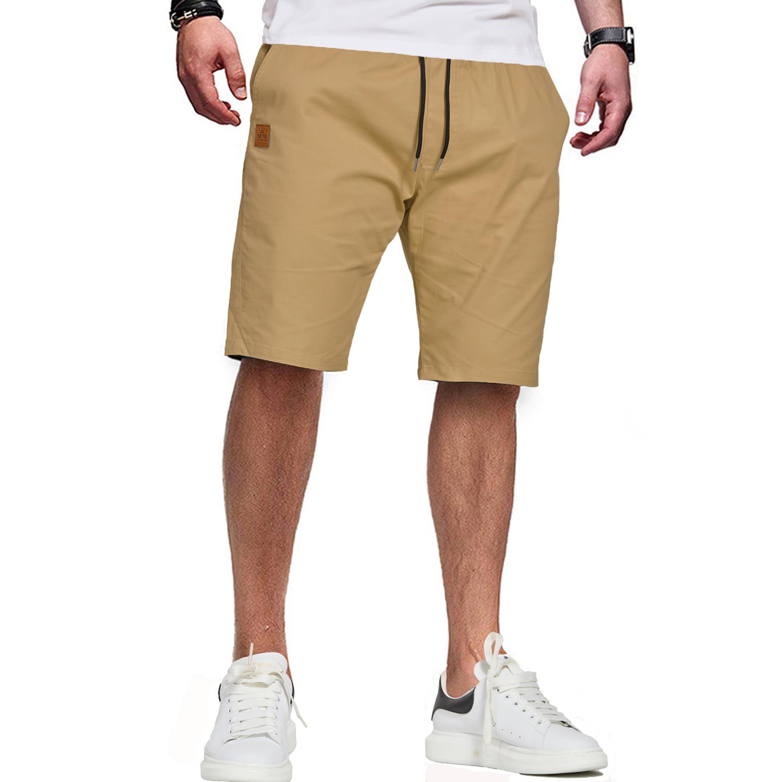 ZOXOZ Kurze Hose Herren Shorts Herren Sommer Chino Shorts Baumwolle Cargo Shorts Freizeithose Kurz Mit Taschen Khaki XL