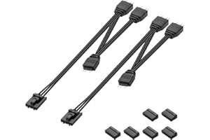 GINTOOYUN 2 Pcs RGB Fan Splitter Cable 4-Pin Commander Female to Three 5V 3-Pin RGB Male Conversion Cable 1 to 3 ARGB Splitte