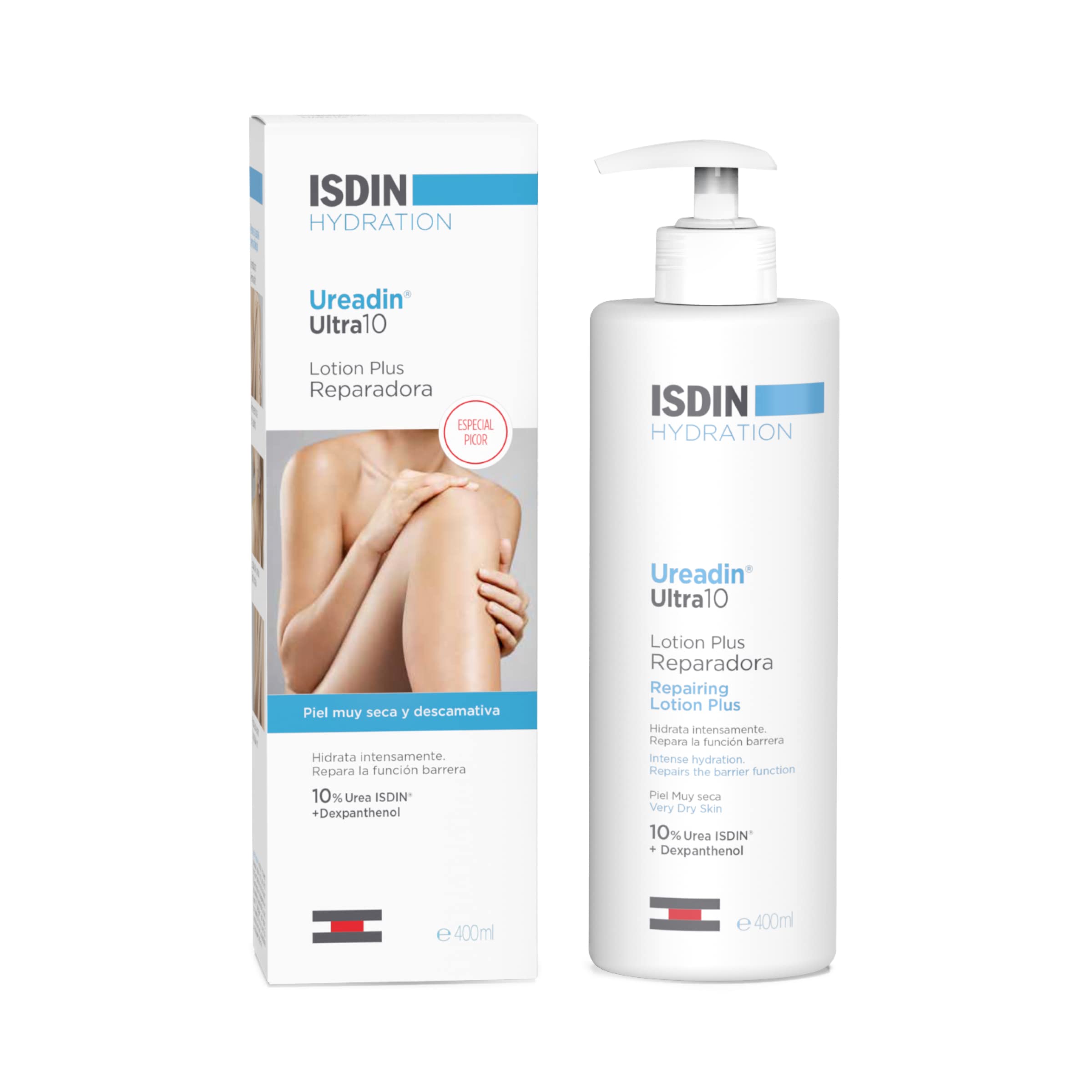 ISDIN Ureadin Ultra 10 Lotion Plus - 10% Urea Body Lotion for Very Dry & Flaky Skin - Relieves Itching, Exfoliates & Hydrates, 400ml