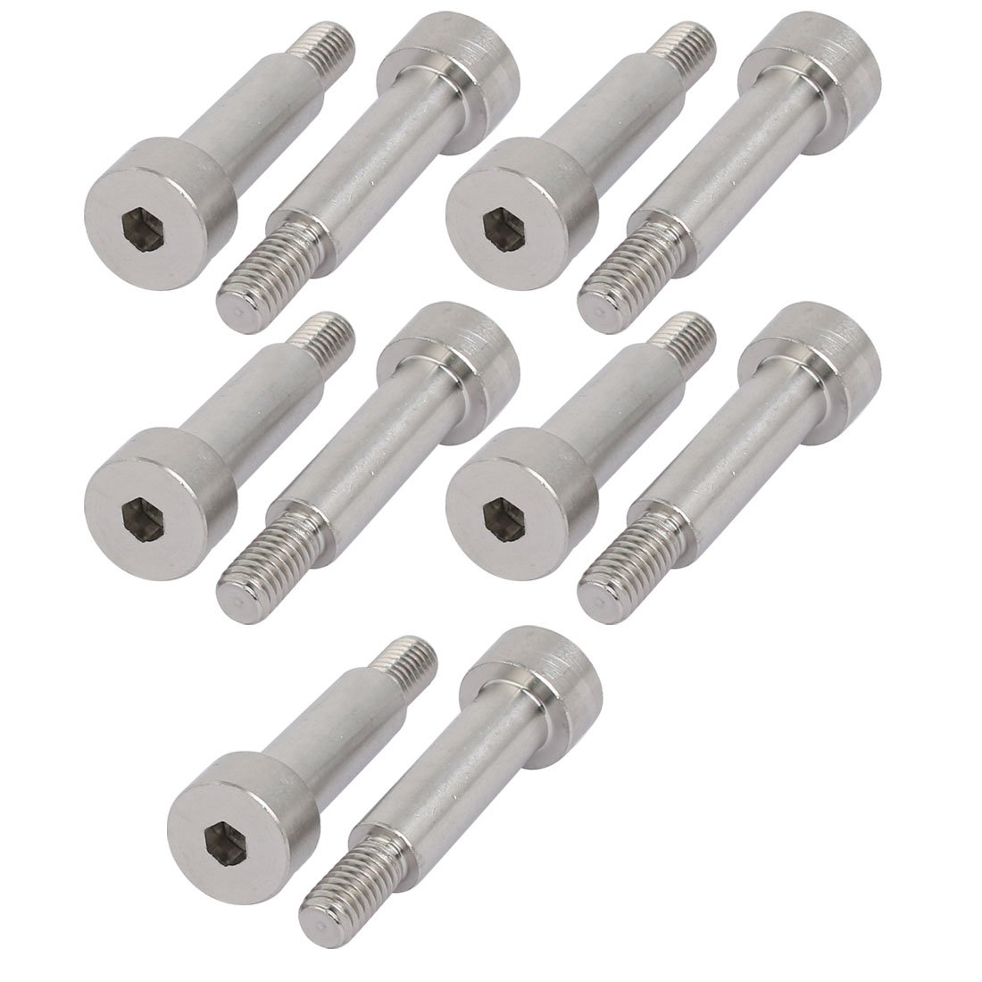 Sourcingmap 10pcs 304 Stainless Steel Hex Socket Shoulder Bolt 8mm Shoulder Dia 25mm Shoulder Length M6 Thread