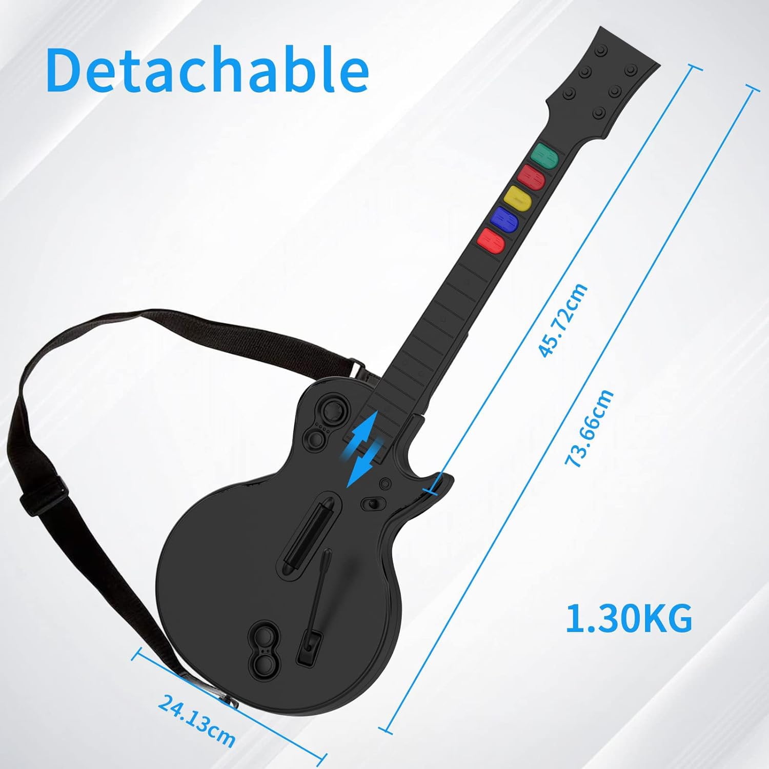 NBCP PC Guitar Hero Controller, Wireless Guitars with Dongle for PC and PS3, Compatible with Rock Band, Clone Hero, Black