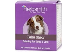 Herbsmith Calm Shen – Herbal Blend for Dogs & Cats – Natural Anxiety Remedy for Dogs & Cats – Feline and Canine Calming Supplement – 75g Powder