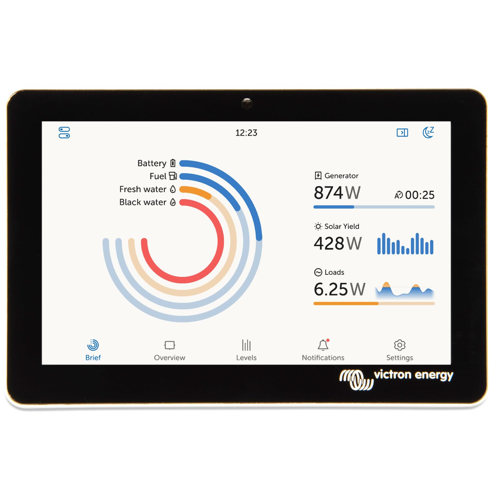 Victron Energy GX Touch 70 Display Screen - Waterproof 7-Inch Touchscreen for Cerbo GX for System Monitoring and Control - Easy Dashboard Mounting with Bolted Installation - HDMI Cable Included