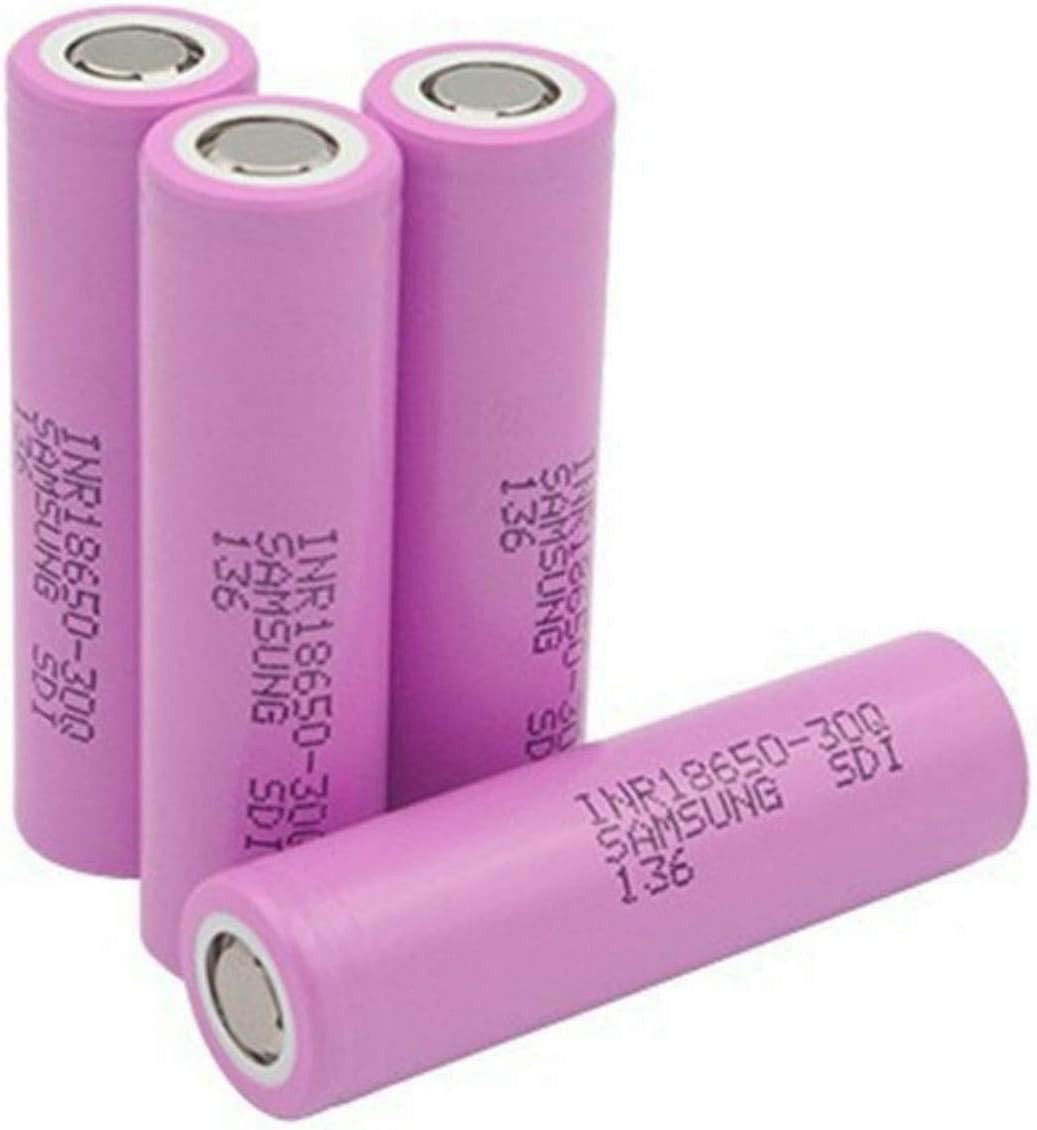 4 Pack of Authentic 30Q, 3000mAh 3.7V 15A, Flat Top,18650-Battery, for Flashlight