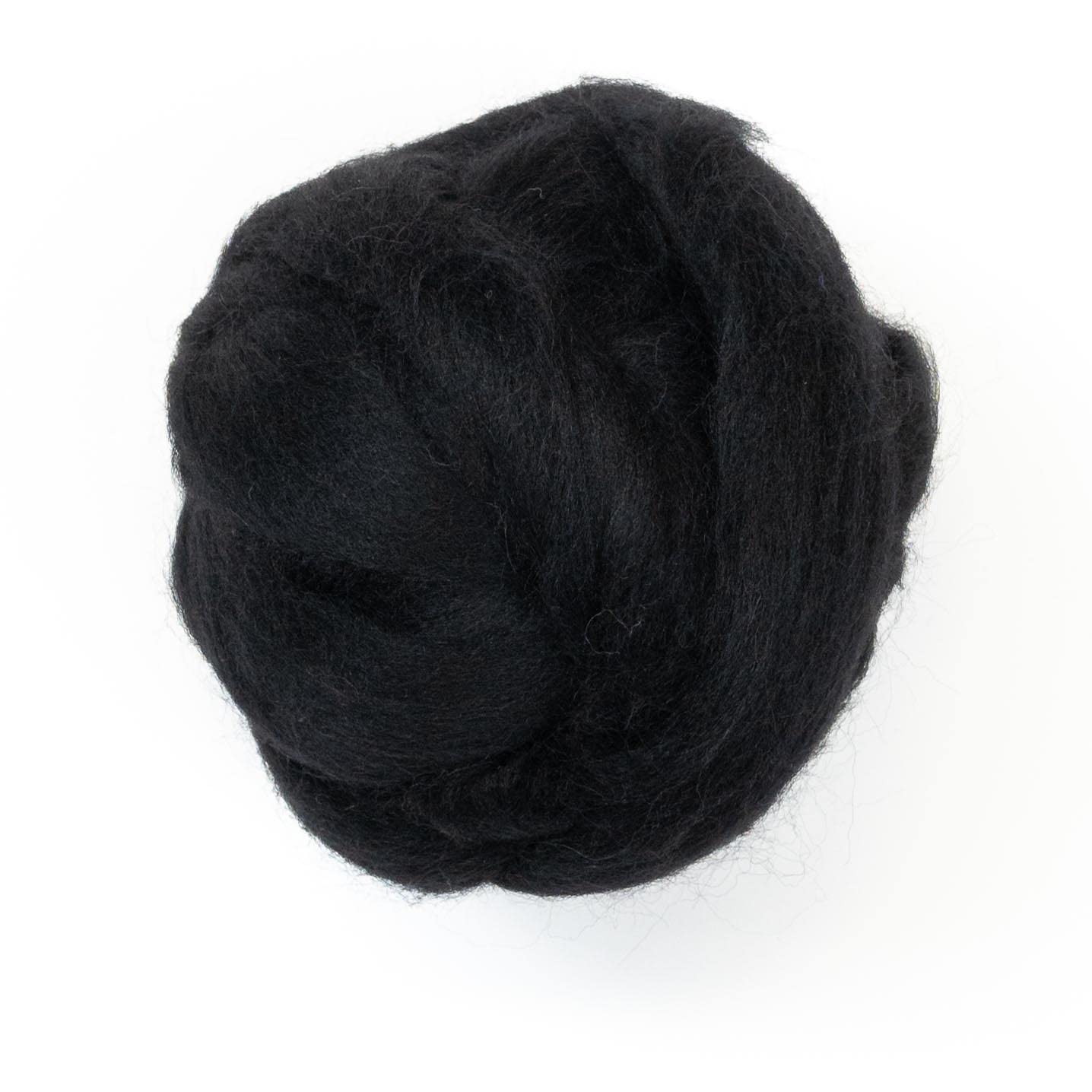 Kondoos Coloured 225 gram Natural Wool roving Tops, Best Wool for Needle Felting, Wet Felting, handcrafts, Spinning and Stuffing Fleece. (Total Black) — image 1