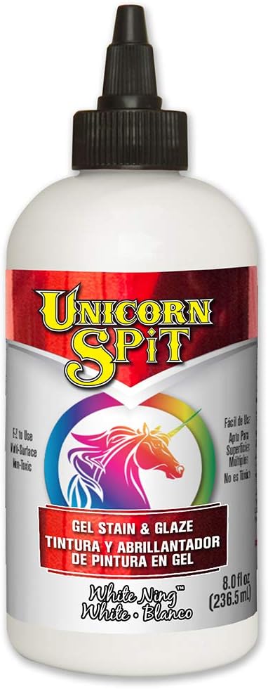 Unicorn SPiT Gel Stain and Glaze White Ning, Water Based Formula for Wood Painting Glass Art