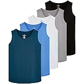 Real Essentials 5 Pack: Men's Dry-Fit Muscle Tank Top Sleeveless Shirts Workout Tees Athletic Gym (Big & Tall Available)