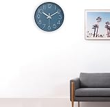 jomparis 12 Inch Silent Quartz Round Wall Clock Cerulean Blue Color view 5