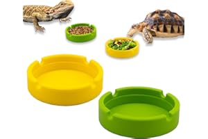 EUDIMYSX 2 Pack Reptile Feeding Bowl, Silicone Reusable Crested Gecko Food and Water Dish, Bearded Dragon Tank Accessories for Lizard, Hermit Crab, Chameleon and Tortoise, Easy to Clean