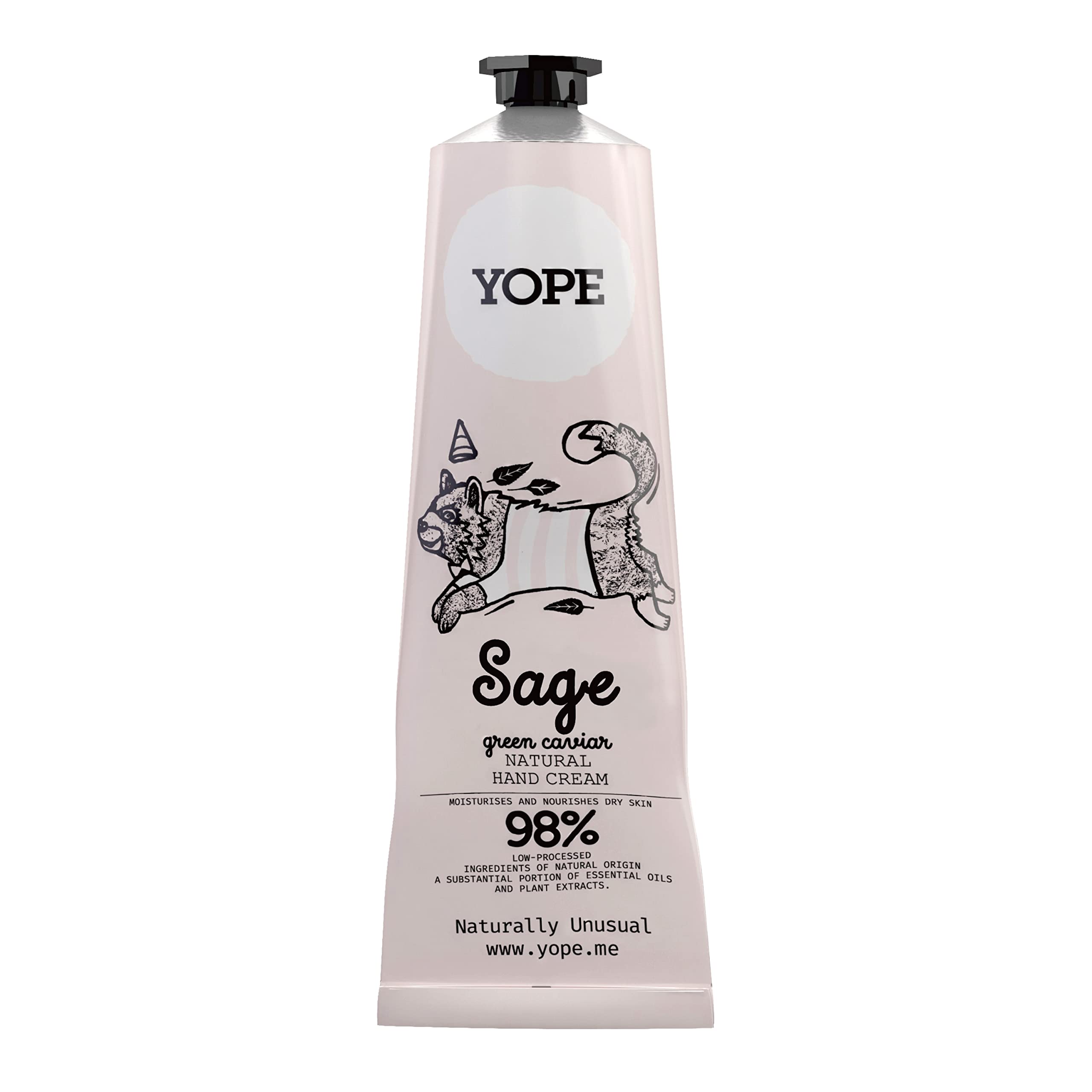 YOPE Natural Hand Cream | Shea Butter | Organic Argan, Coconut and Olive Oils | Vitamin E | Soothes Irritation |Regenerating | Moisturising | 98%, Natural Ingredients | Sage and Green Caviar 100ml โ image 1