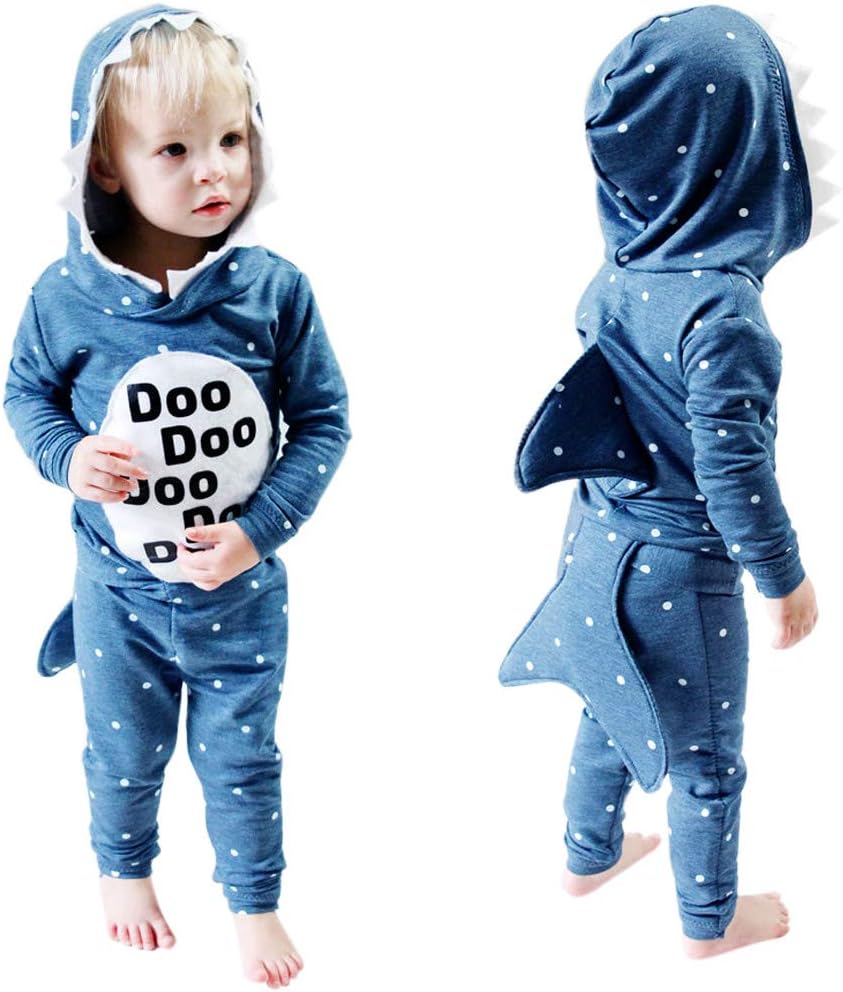 Rikay Unisex Shark Hooded Boys Girls Cow Jumpsuit Hoodies Sets Jumper Sweatshirts Tops Long Sleeve Clothes 1-5 Years