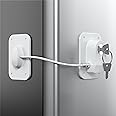 RORMGO Refrigerator Lock 2 Packs, Fridge Lock with Silicone Wire Protection Fridge Locks for Kids Easy to Use and Install Fridge Locks with Key Surface-Friendly Freezer Lock, White