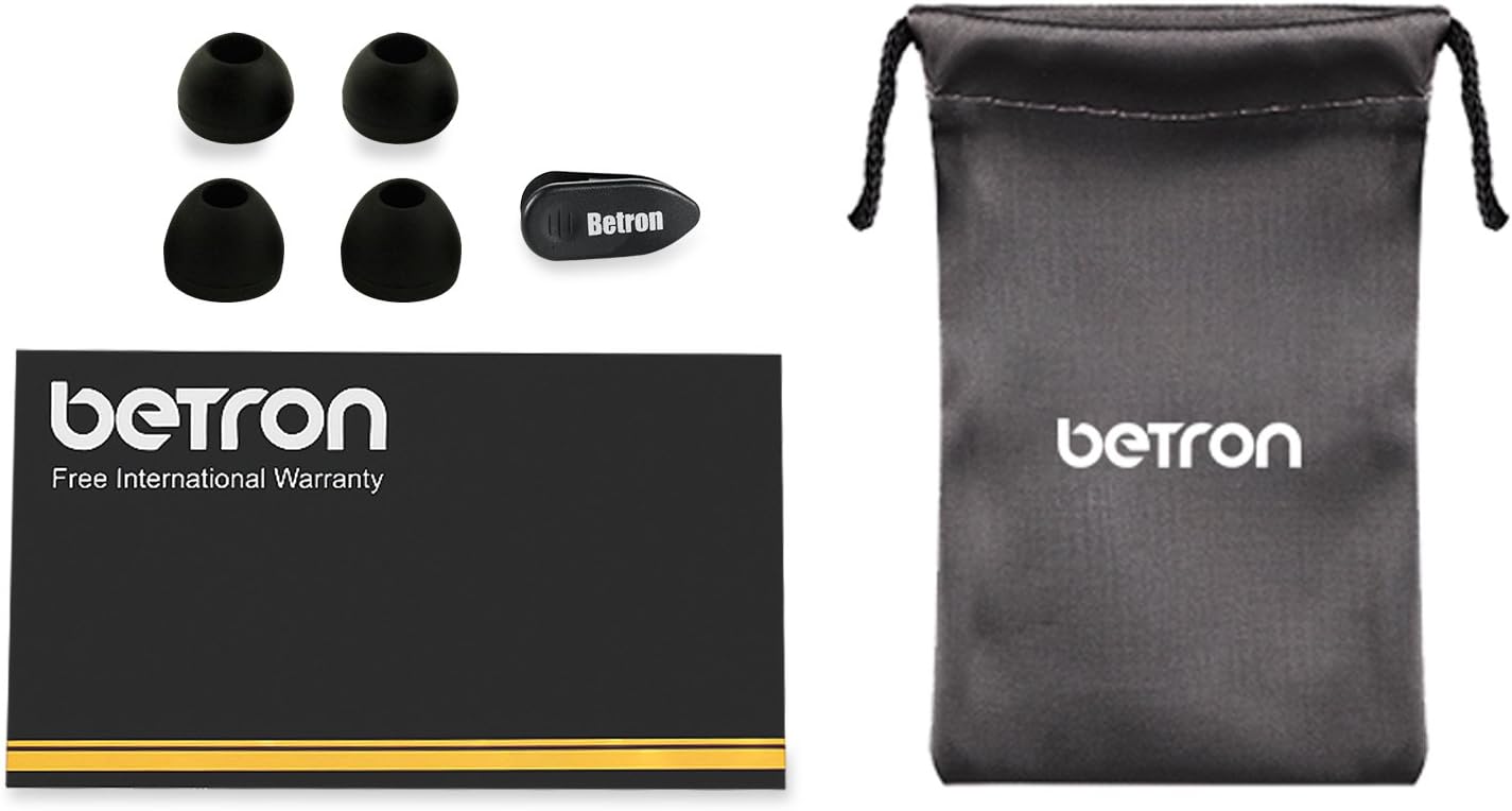 Betron DC950 Earphone, Noise Isolating, Powerful Bass, Replaceable Earbuds, Portable in Ear Headphones, Compatible with iPhone, iPad, iPod, Samsung, MP3 Players and Android Devices, Black: Electronics