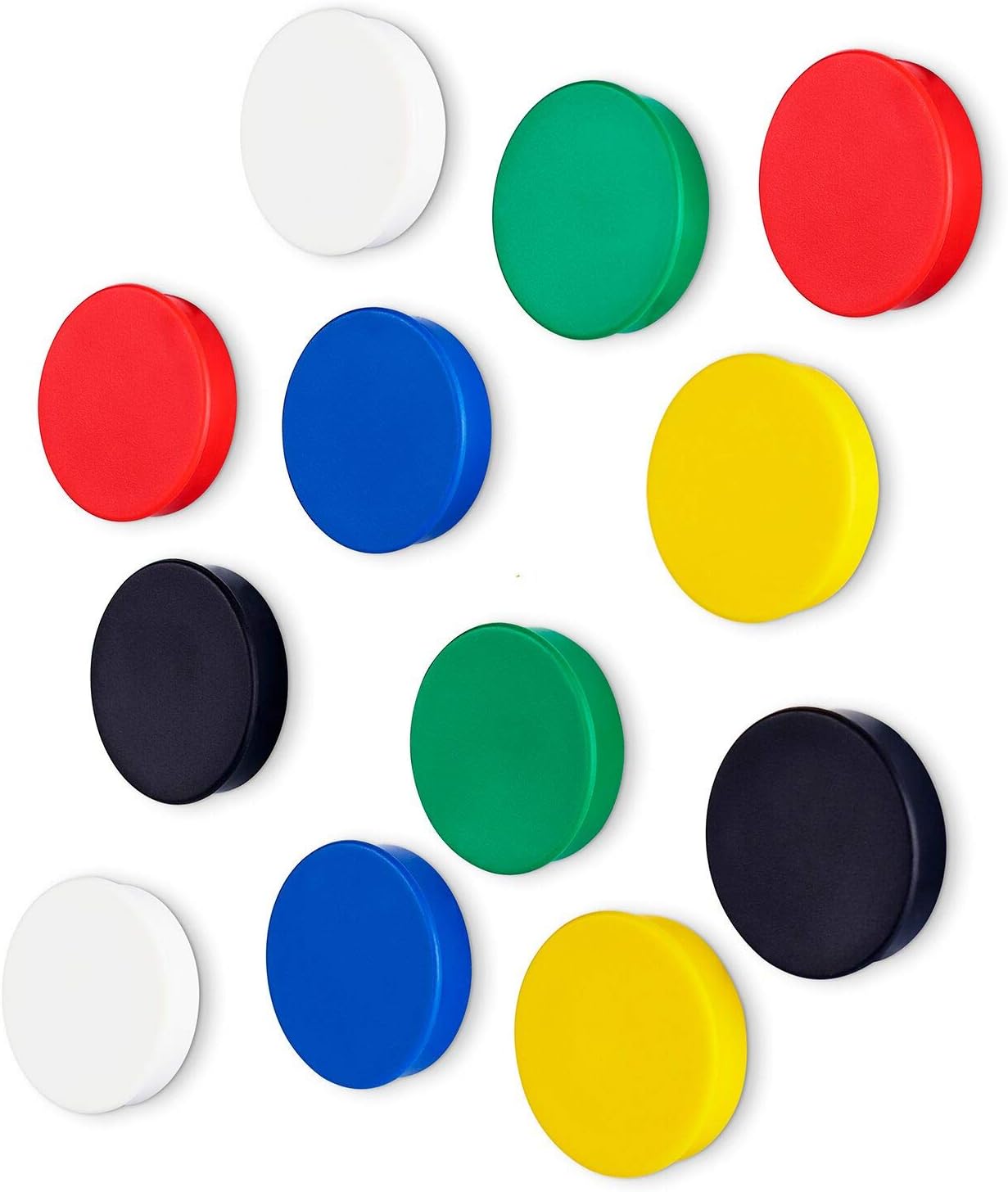 Strong Colorful Round Refrigerator and Whiteboard Magnets, Assorted Colors, 1.5 Inch Diameter (12 Pack)(36mm)
