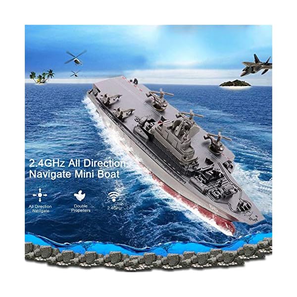 GJQDDP RC Schiff Boote, Fernbedienung Boot für Pools und Seen Innovative Spielzeug Fernbedienung Boot Militär Exquisite… – Bild 7