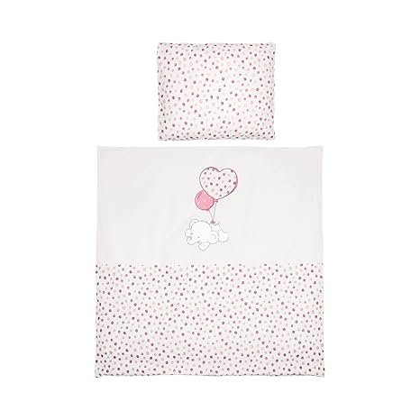 Bornino Home Bettwäsche Flying Dumbo 35x40 / 80x80 cm - Bettdeckenbezug mit Reißverschluss & Kopfkissenbezug mit Hotelbezug -
