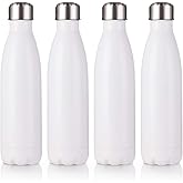 PYD Life 17 OZ Sublimation Sports Water Bottles Blanks White Stainless Steel Tumbler Vacuum Flasks with Lid for Tumbler Heat Press Sublimation Oven Printing 4 Pack