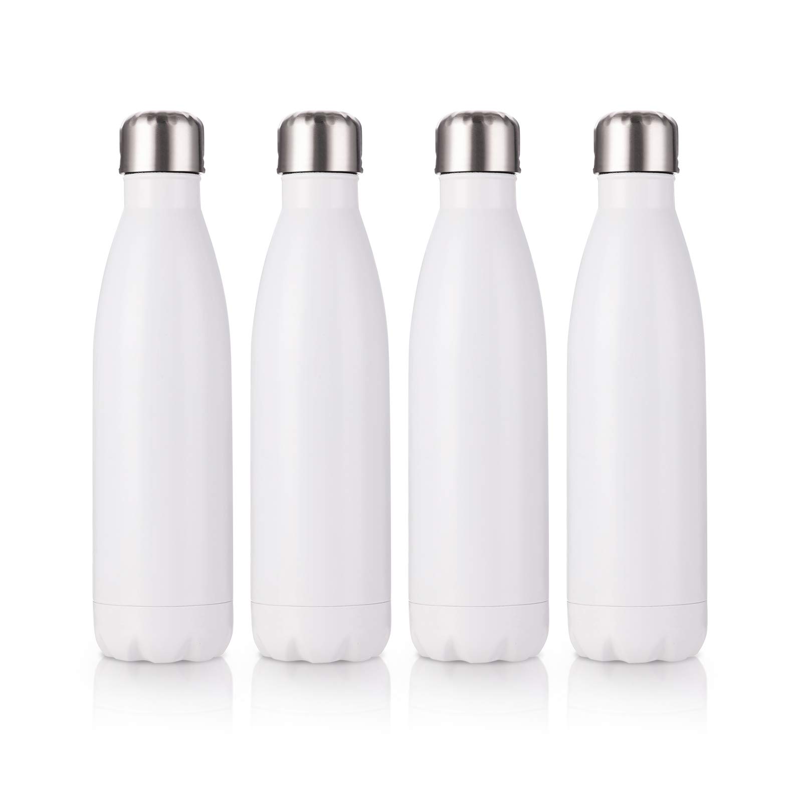 PYD Life 17 OZ Sublimation Water Bottles Blanks White Stainless Steel Tumbler Flasks Sports Bottles with Lid for Tumbler Heat Press Sublimation Oven Printing 4 Pack