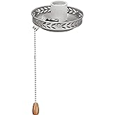 Aspen Creative 22001-11, One-Light Ceiling Fan Fitter Light Kit with Pull Chain, Brushed Nickel